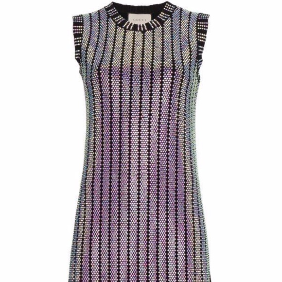 Gucci Crystal Embroidered Ribbed Knit Dress - Picture 1 of 6